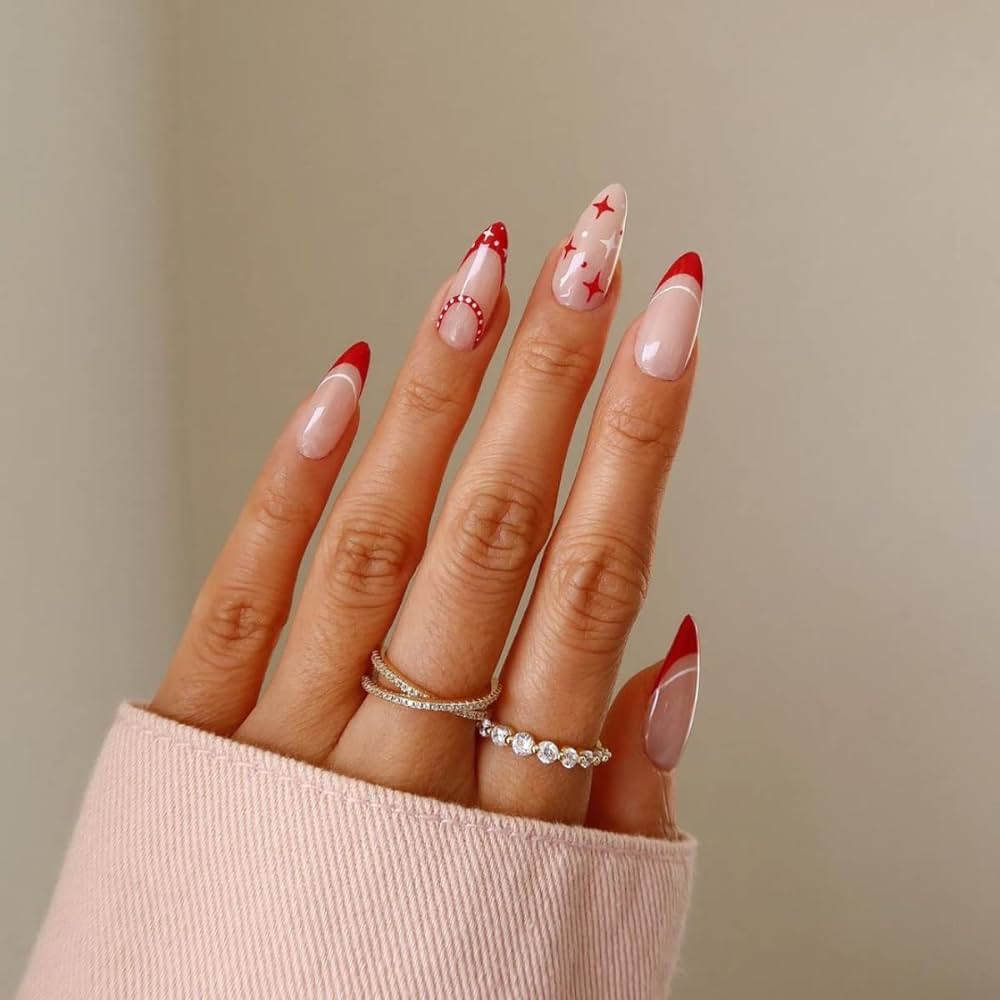 Red French Tip Nails