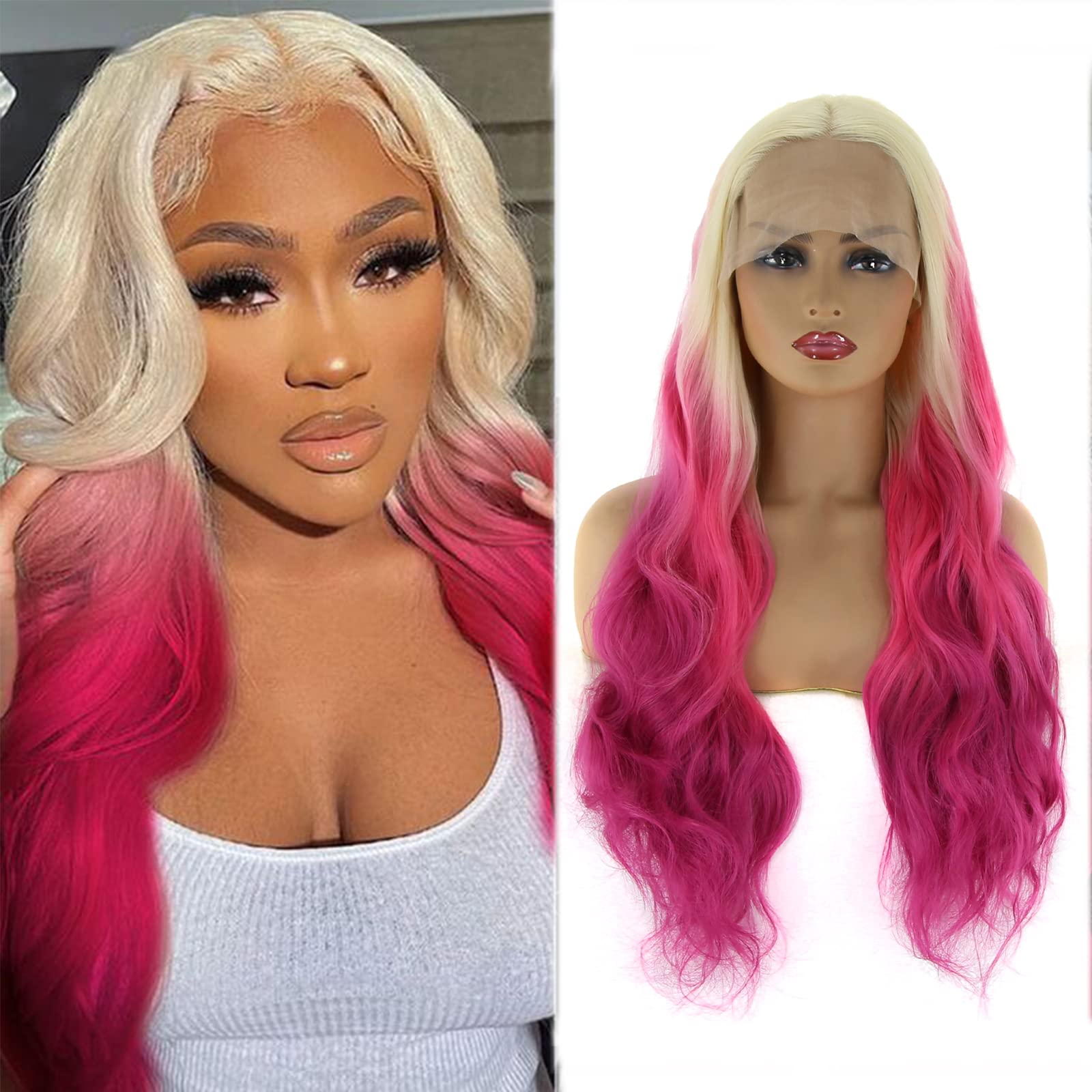 blonde and pink wig