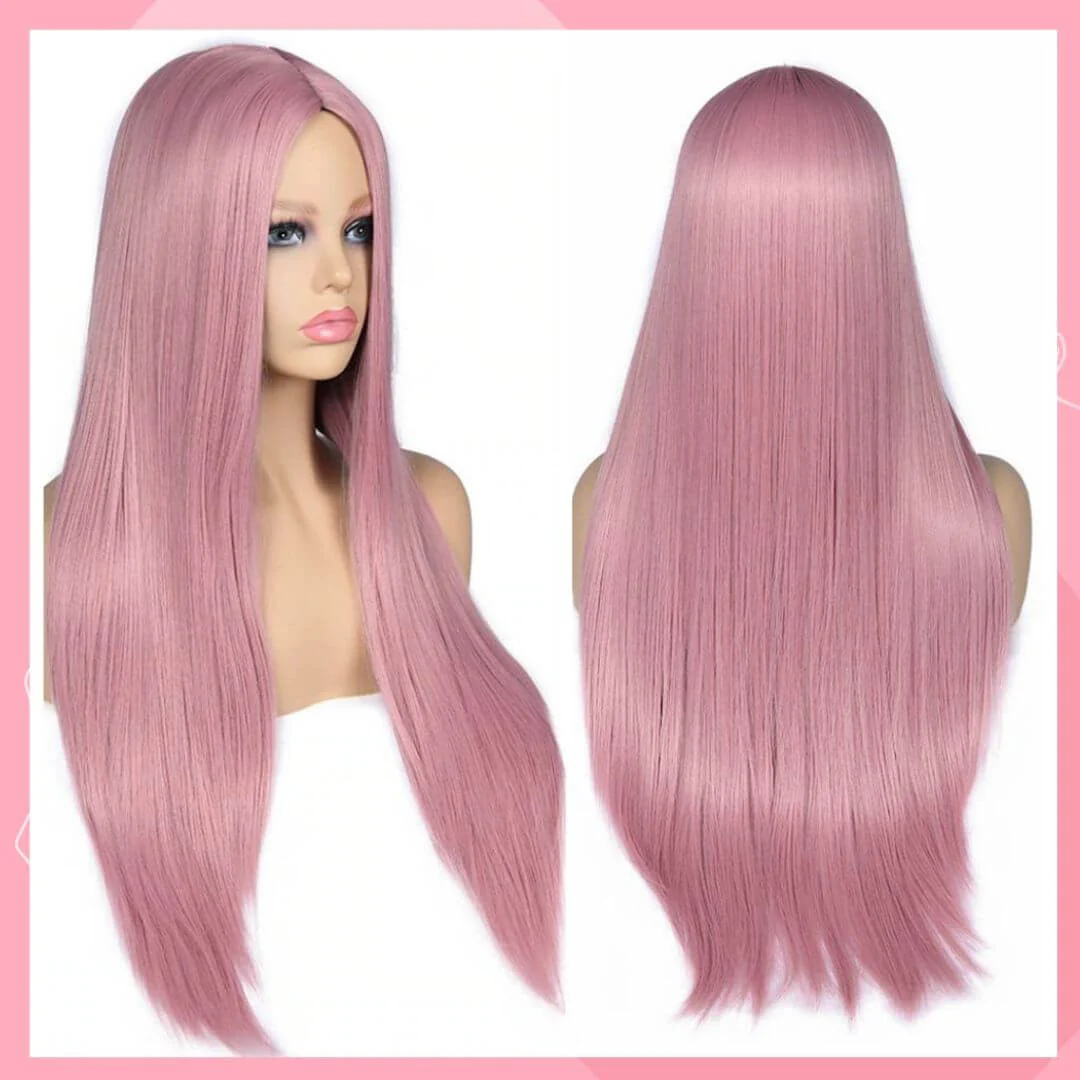 long pink wig