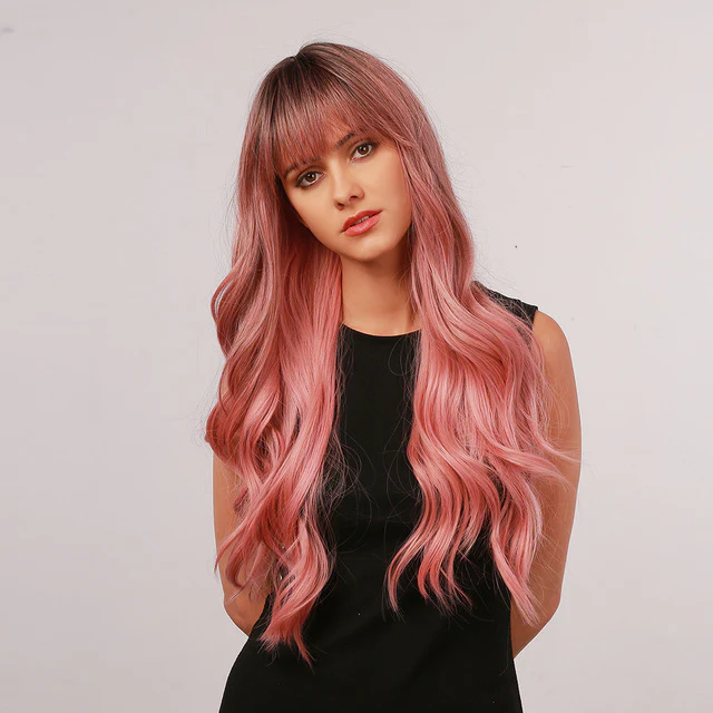 long pink wig