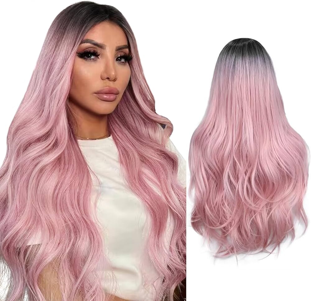 long pink wig