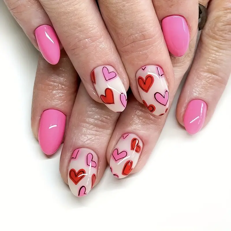 pink valentine's day nails