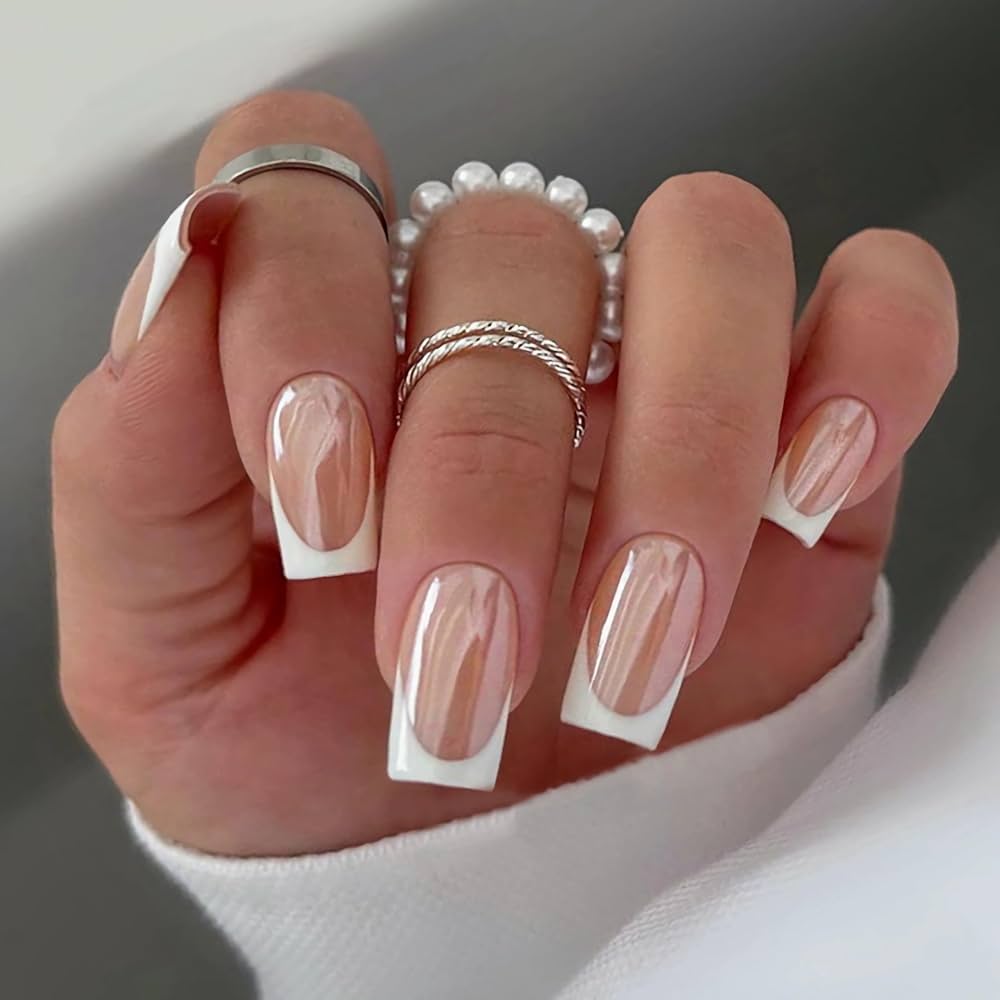 Chrome French Tip Nails