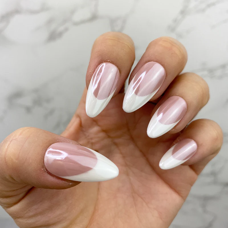 Chrome French Tip Nails