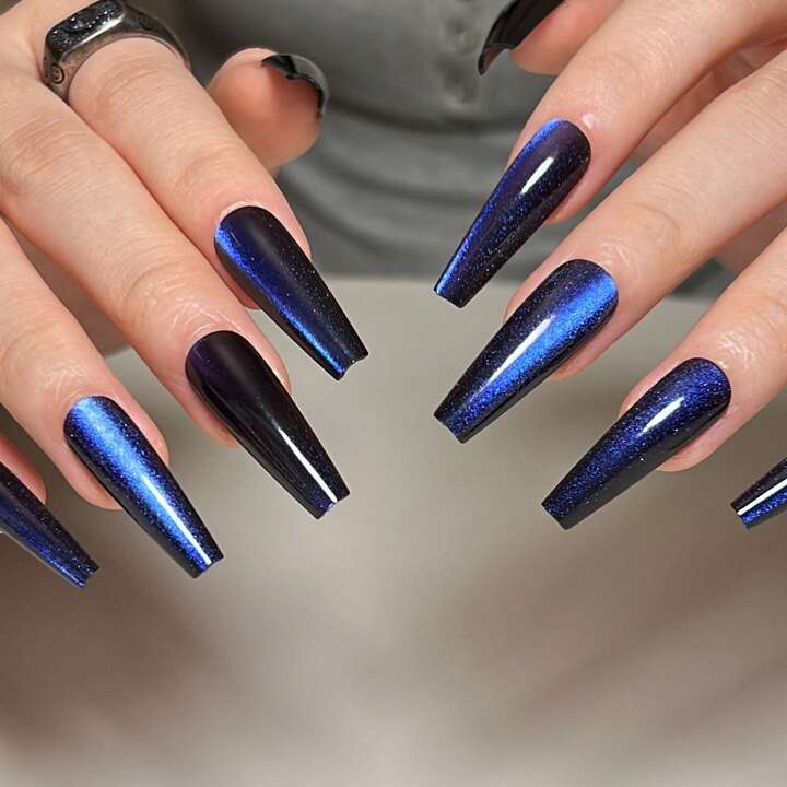 coffin royal blue nails