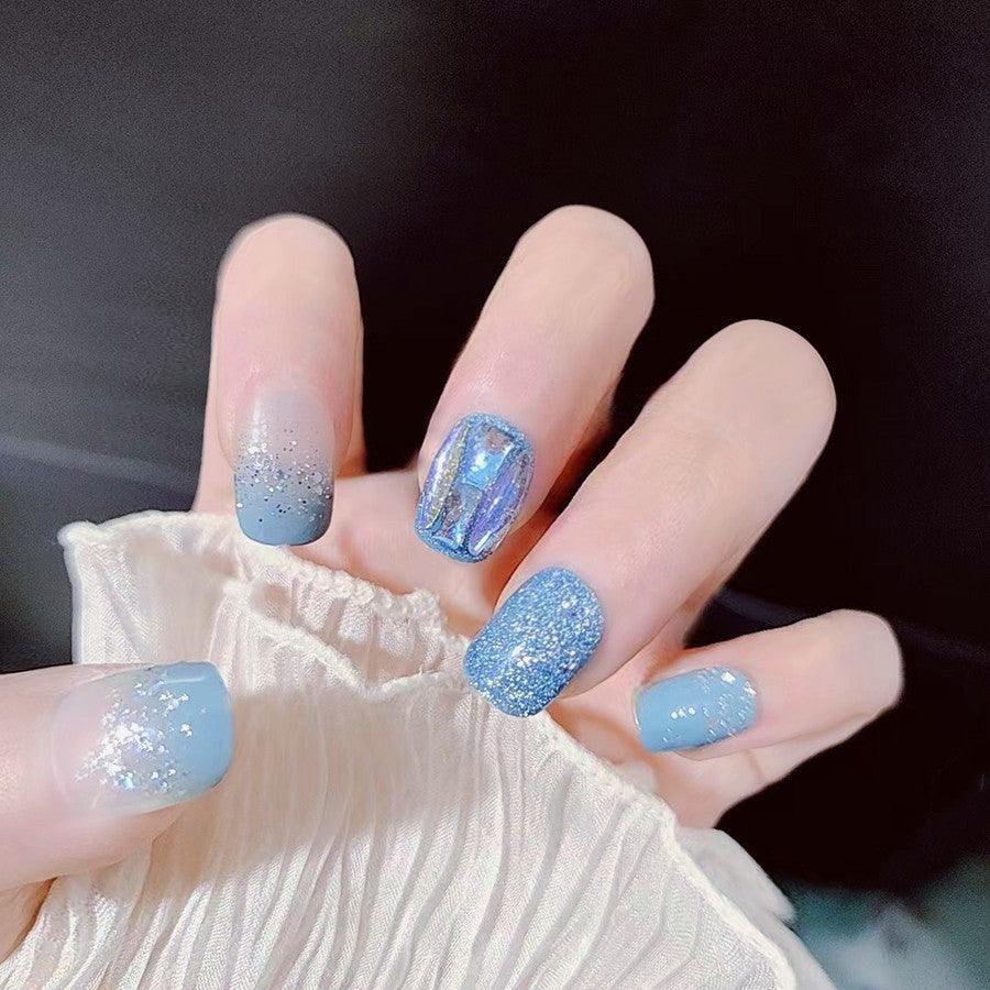 Icy Blue and Baby Blue Nails