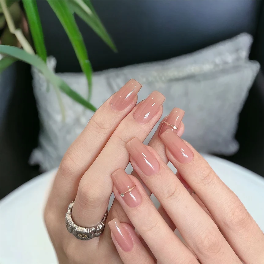 nude acrylic nails