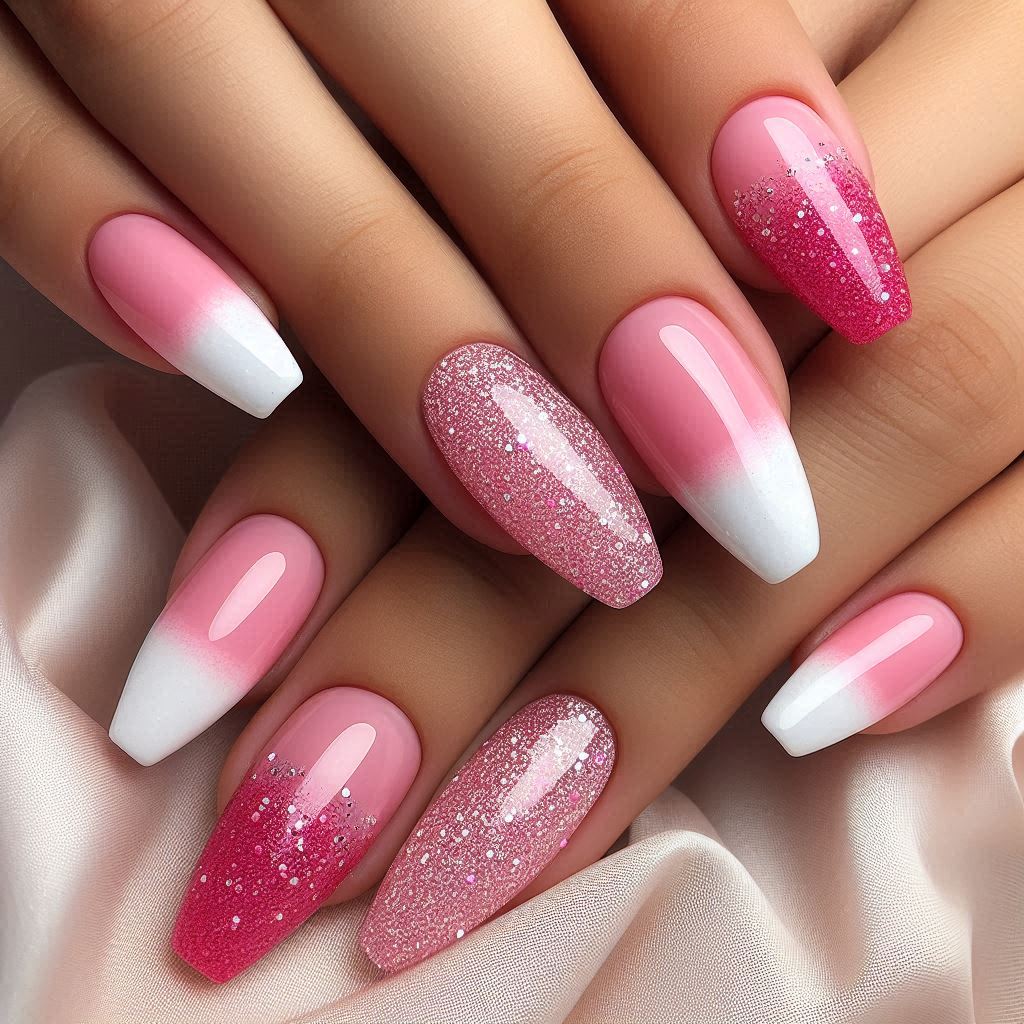 pink glitter nails