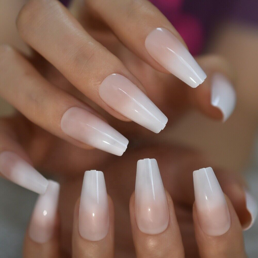 coffin french tip nails