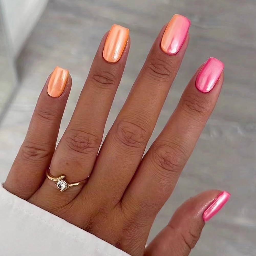 orange chrome nails