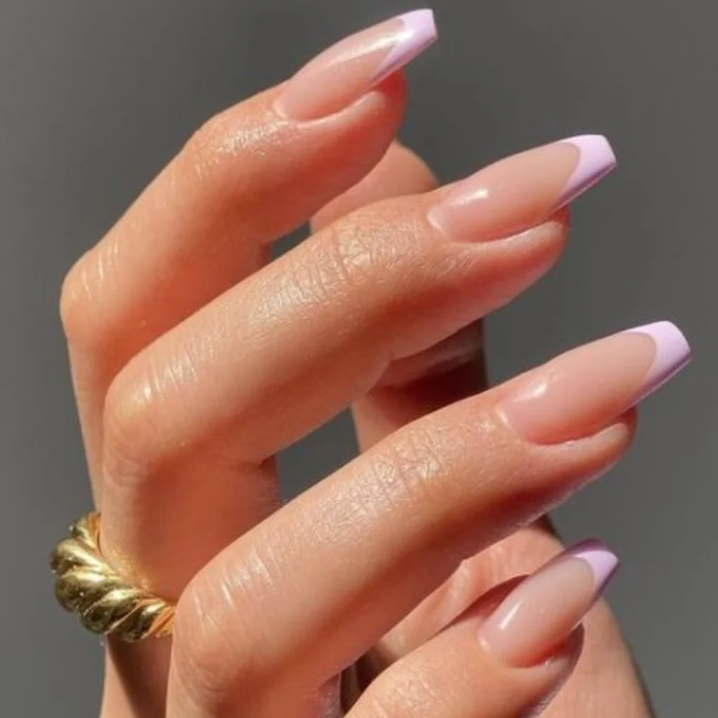 coffin french tip nails