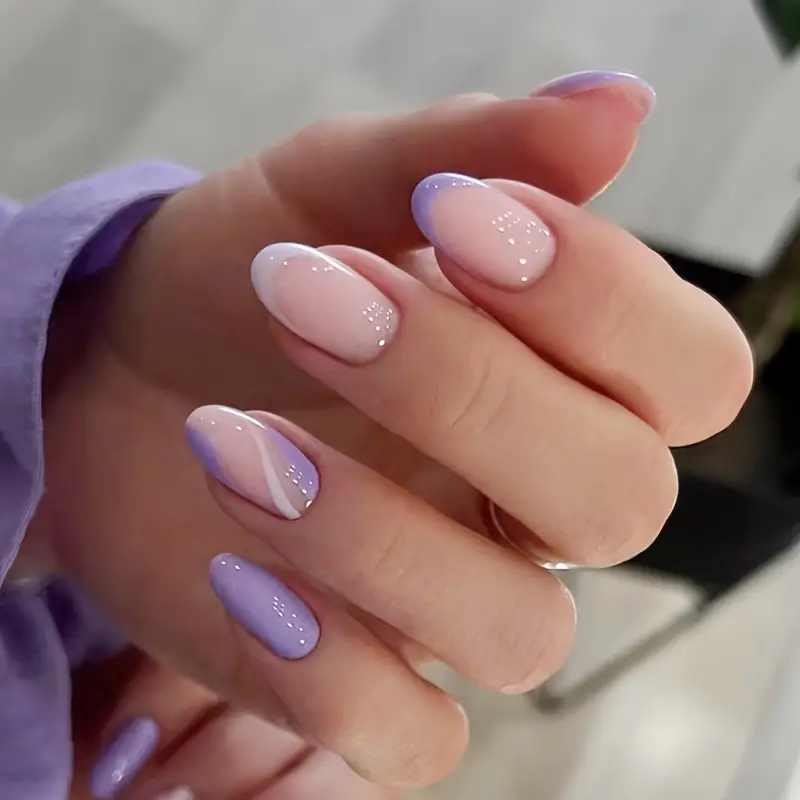 purple french tip nails