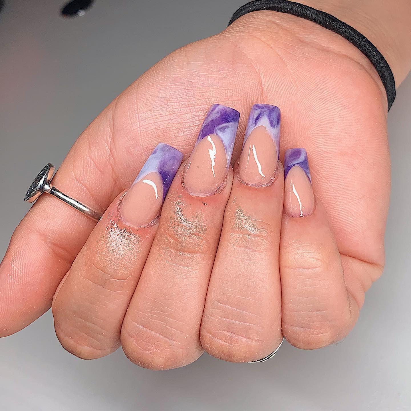 purple french tip nails