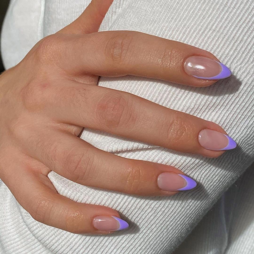 purple french tip nails