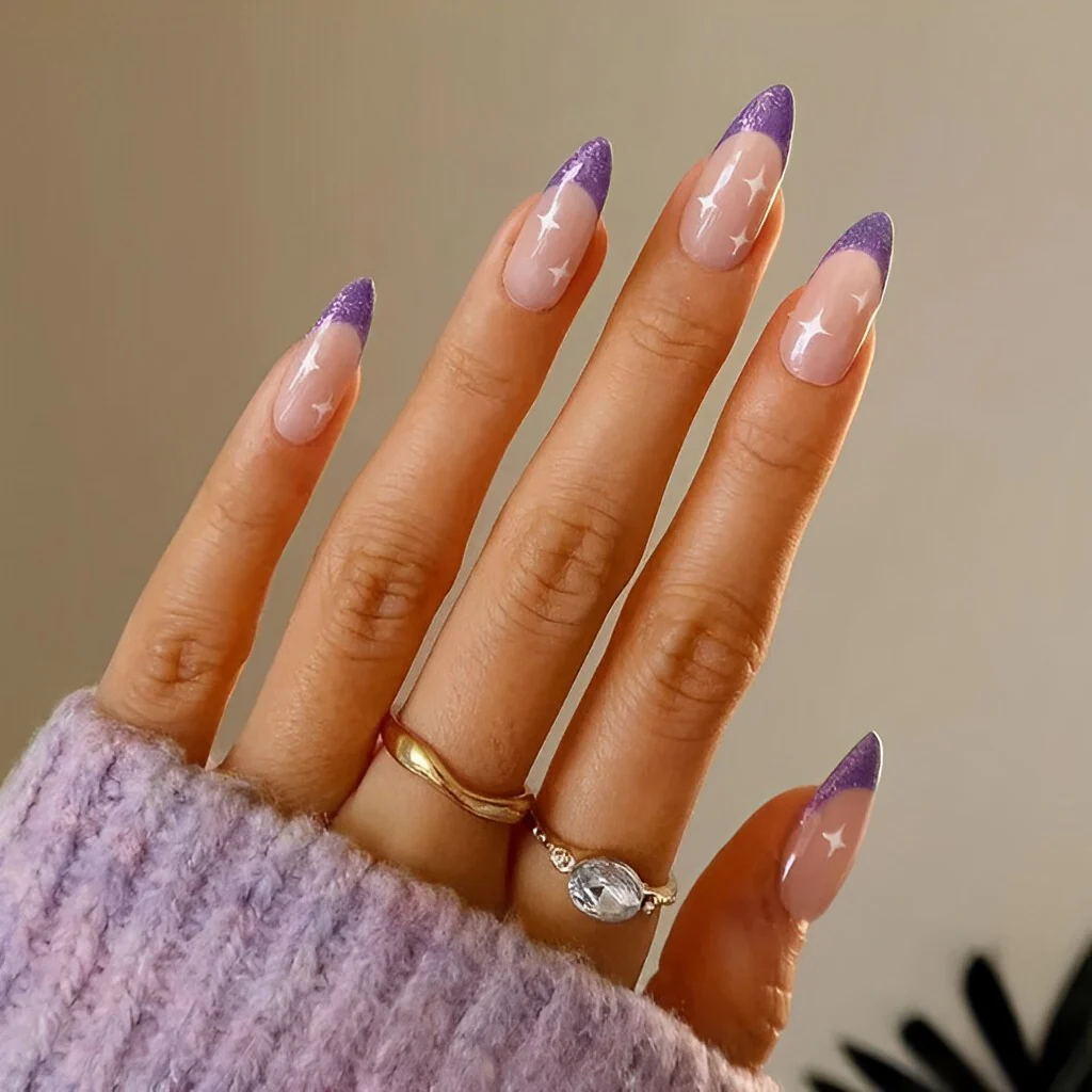 purple french tip nails