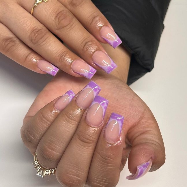 purple french tip nails