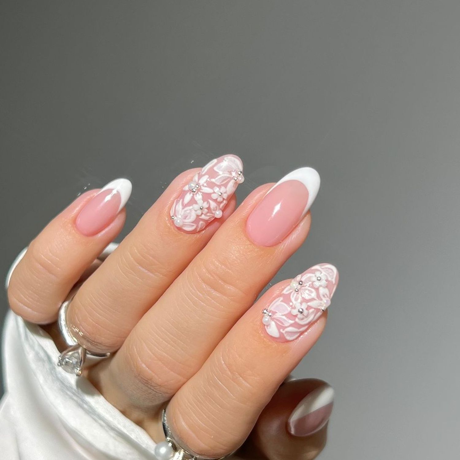 pink and white nails